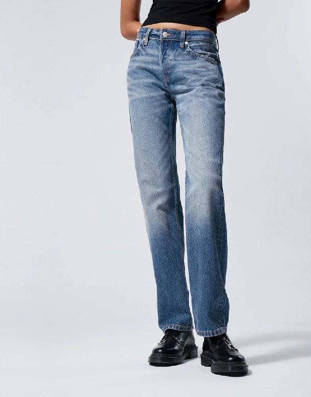 Straight Leg Baggy Jeans Dark Blue Elegant Women's 