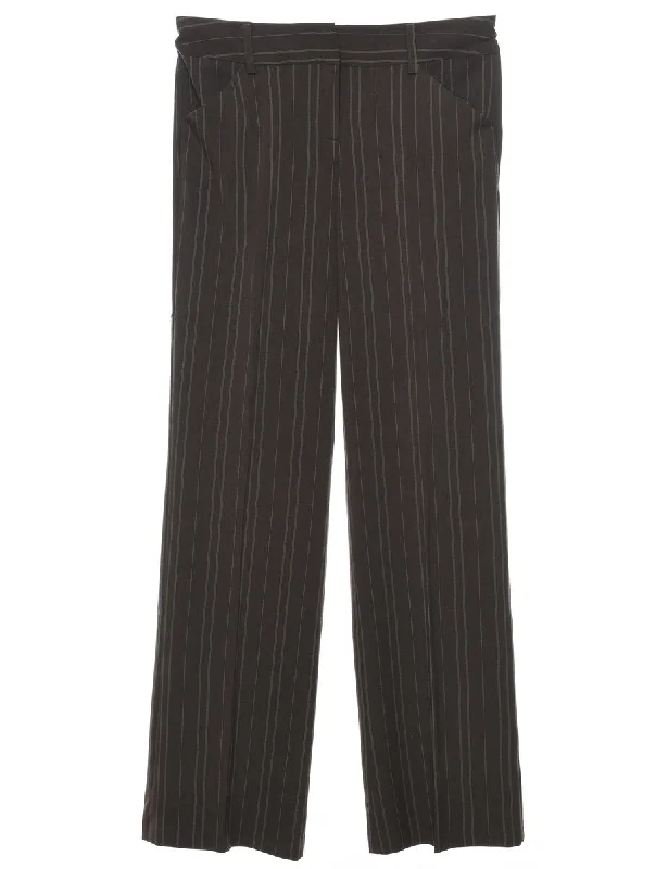 Striped Brown Classic Trousers - W28 L32 Geometric