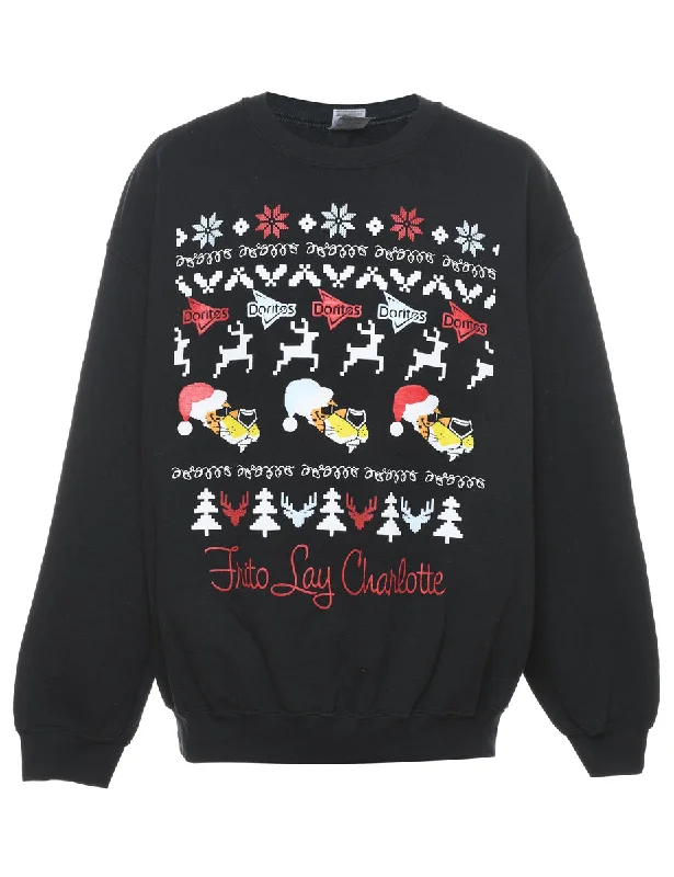 Black Christmas Sweatshirt - L Tough Women's Military - inspired