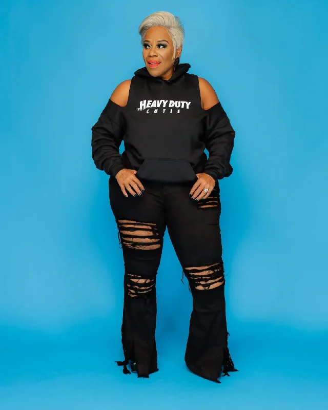 Black Ripped Apart Jeans Geometric