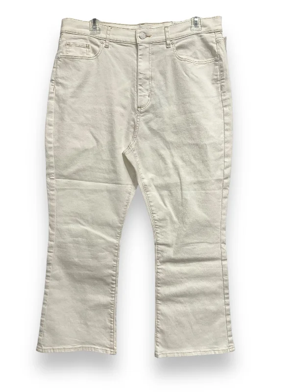 Jeans Cropped By Loft In White Denim, Size: 12 Practical Women's Multi - 