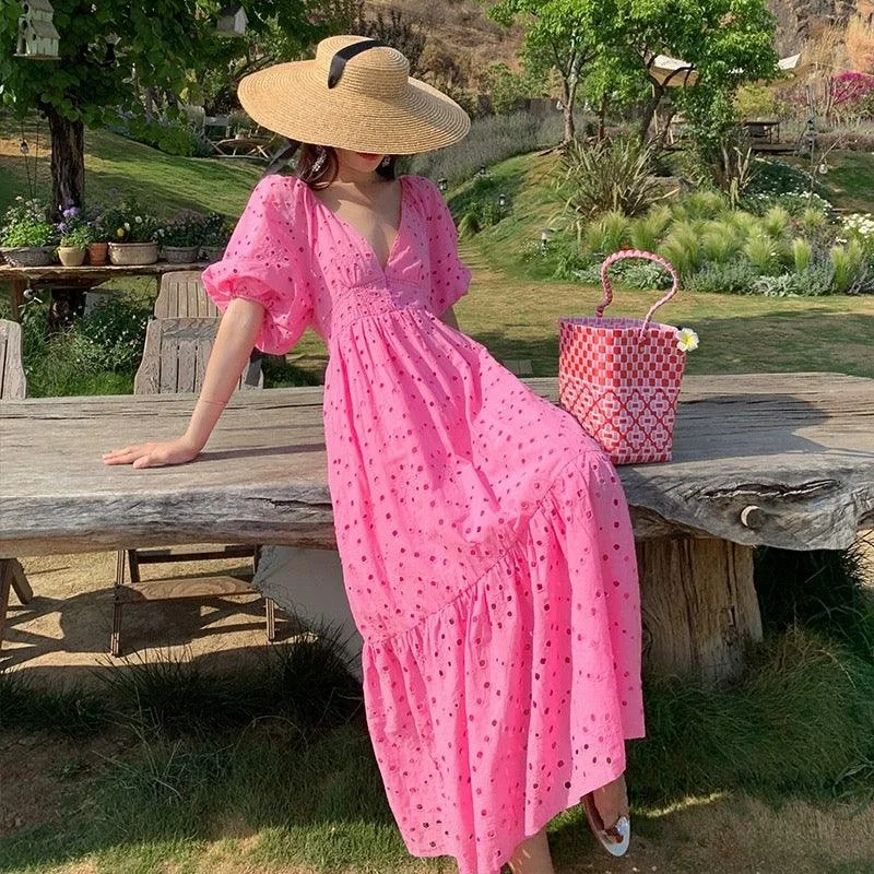 Nelly Summer Maxi Dress in Pink Bold Women's Statement