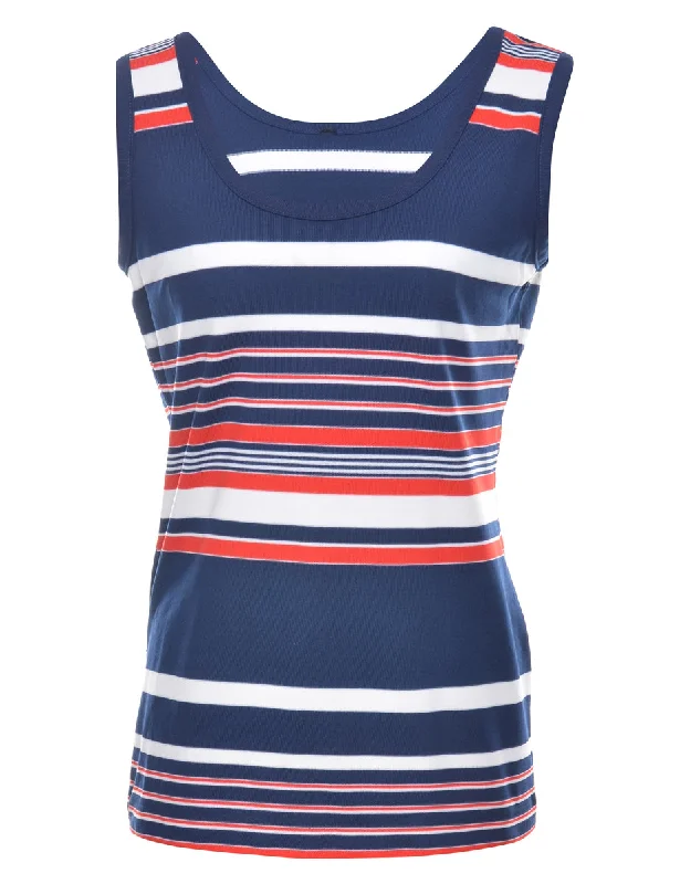Navy Striped Vest - S Feminine Women's Style 