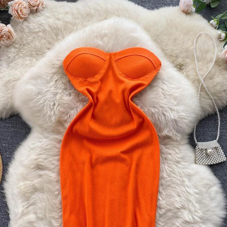 Suzie Tube Bodycon Dress In Orange Modern Women's 