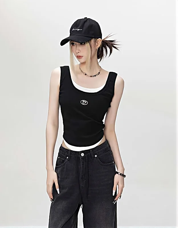 Mock Two-Piece Tank Top Monochromatic Office Style