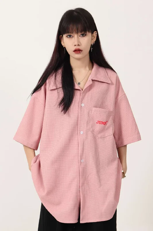 Waffle Texture Oversized Button Shirt Sleek Women's 