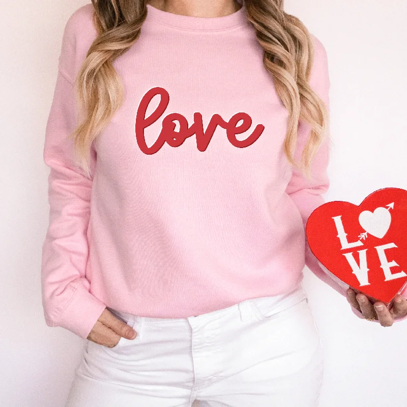 Love Sweatshirt Valentine's Unisex Puff Fleece Crewneck Elegant Women's Formal 