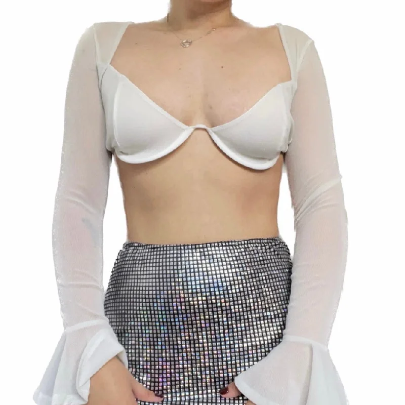White Bra Top Dapper Women's Bow - adorned