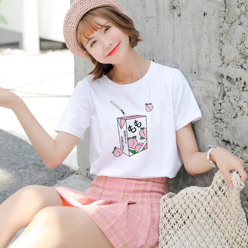 Peachy Milk Box Tee Artistic Women's Hand - painted