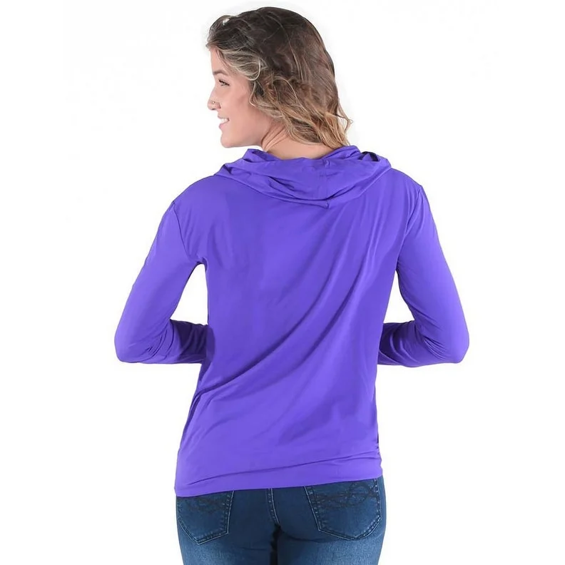 Cowgirl Tuff Western Shirt Womens Breathe L/S Cowl Neck Purple 100544 Contemporary 