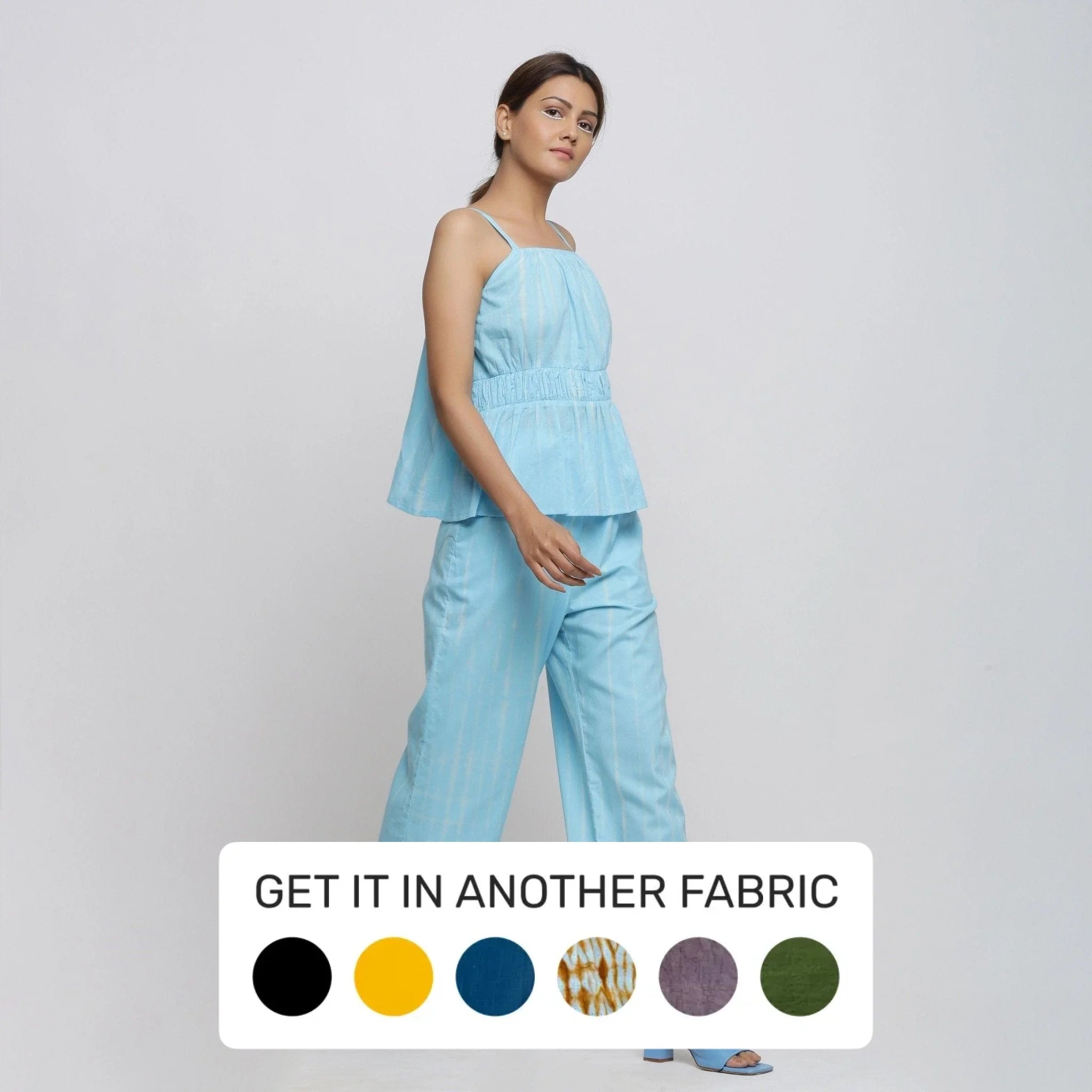 Blue 100% Cotton Tie-Dye Camisole Flared Top Practical Women's Multi - 