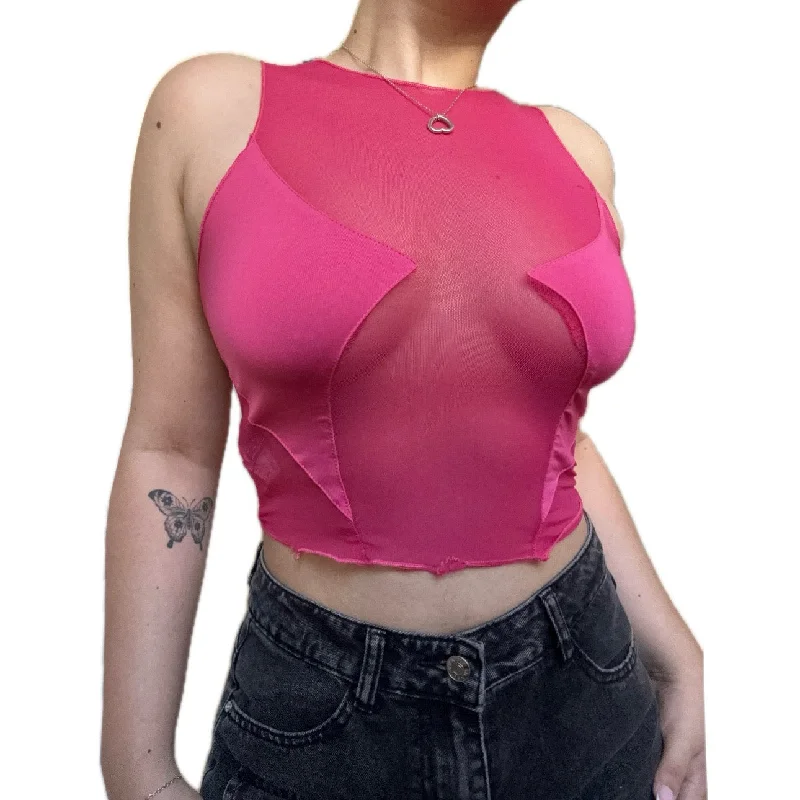 Pink Mesh Tank Feminine Women's Soft 