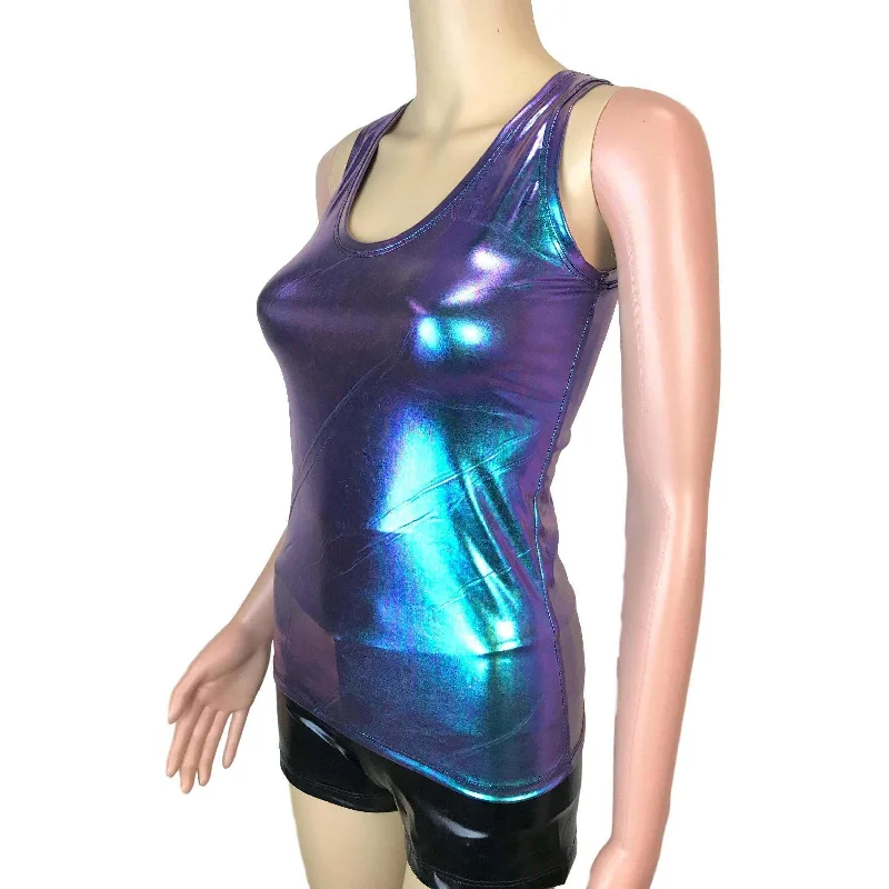 SALE - LARGE Full Length Tank Top - Oil Slick Holographic Practical Women's Quick - dry SALE - LARGE Full Length Tank Top - Oil Slick Holographic Practical Women's Quick - dry
