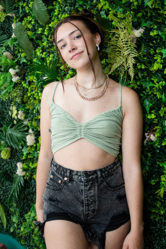 Sunday Social Ribbed Halter Tank: Sage Cozy Women's Winter