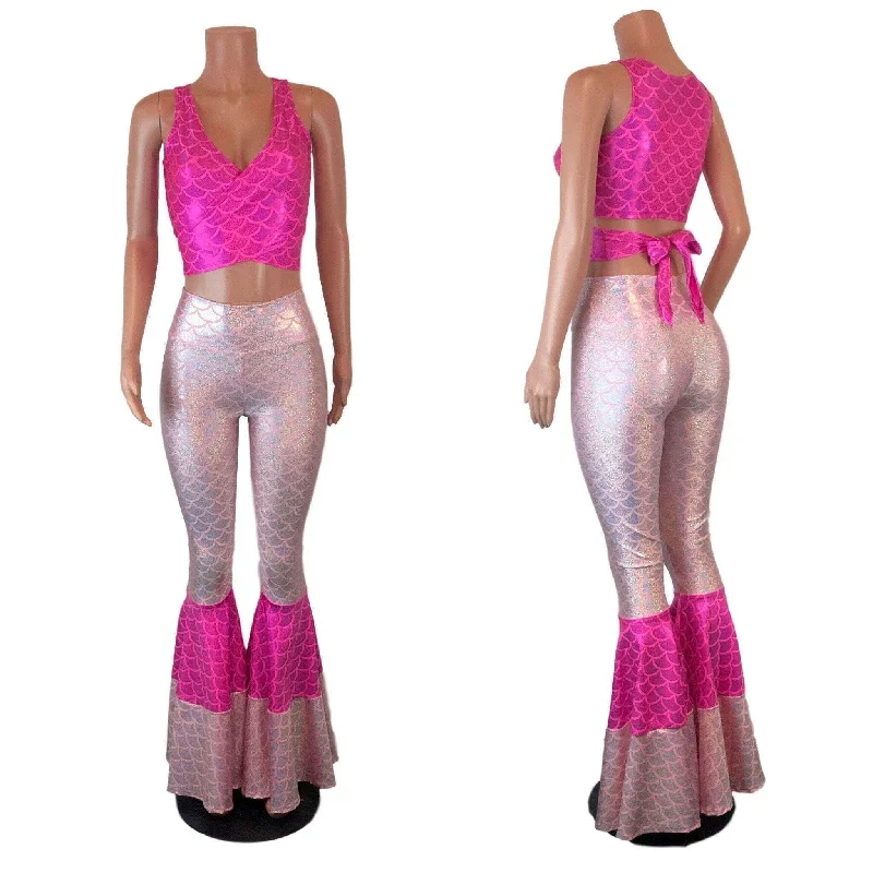 Pink Mermaid Costume w/Bell Bottoms and Wrap Top - Choose your Rise Artistic Women's Avant - Pink Mermaid Costume w/Bell Bottoms and Wrap Top - Choose your Rise Artistic Women's Avant -