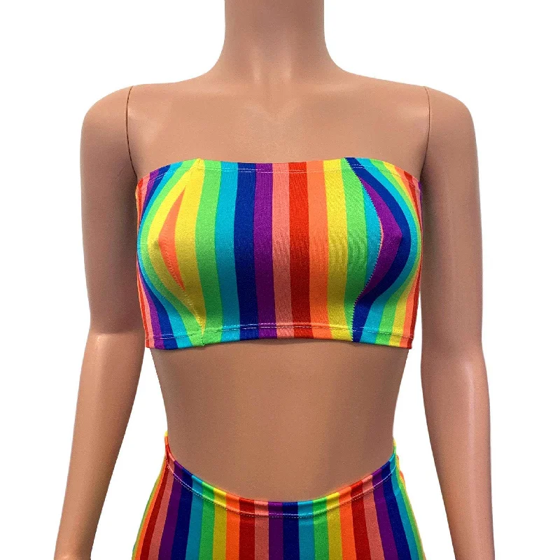 Rainbow Stripe Tube Top Bandeau Dynamic Women's High - energy
