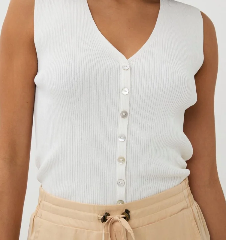 ESQUALO V-NECK BUTTON DOWN VEST Sleek Women's Metallic