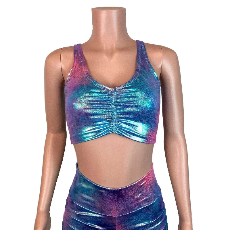 Ruched Crop Tank Top - Rainbow Mystique Tough Women's Military - inspired