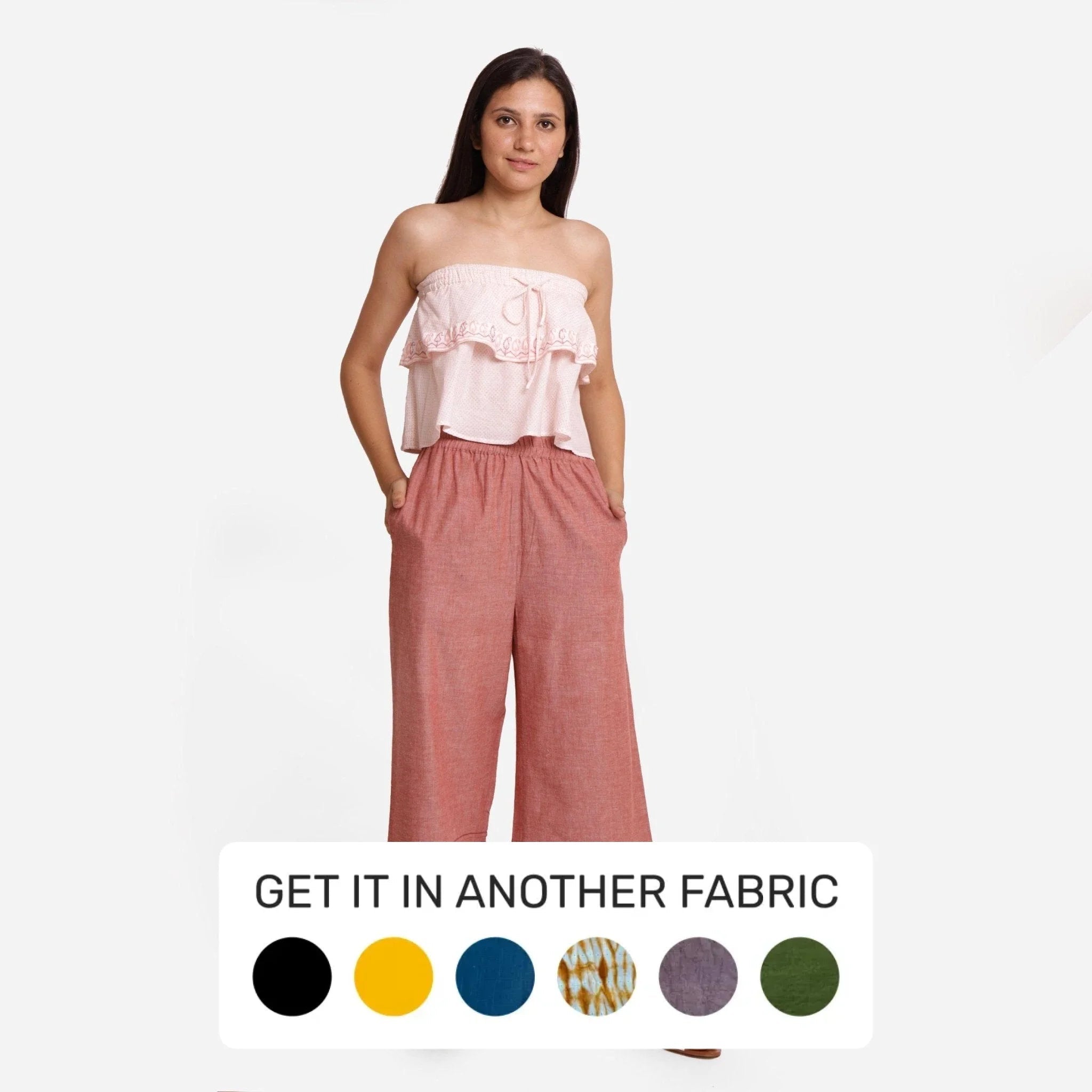 Pink Paisley Block Printed Cotton Tube Top Modern Women's 