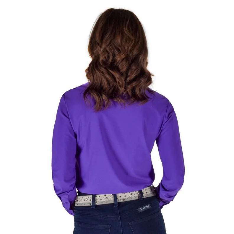 Cowgirl Tuff Western Shirt Womens Lightweight L/S Solid Purple 100816 Preppy Women's College