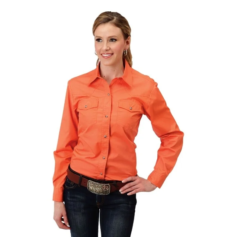 Roper Western Shirt Womens Long Sleeve Snap Orange 03-050-0265-1070 OR Classic Women's Pin - striped