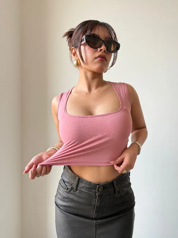 Silky Soft Square Neck Top Laid - back Women's Vibe