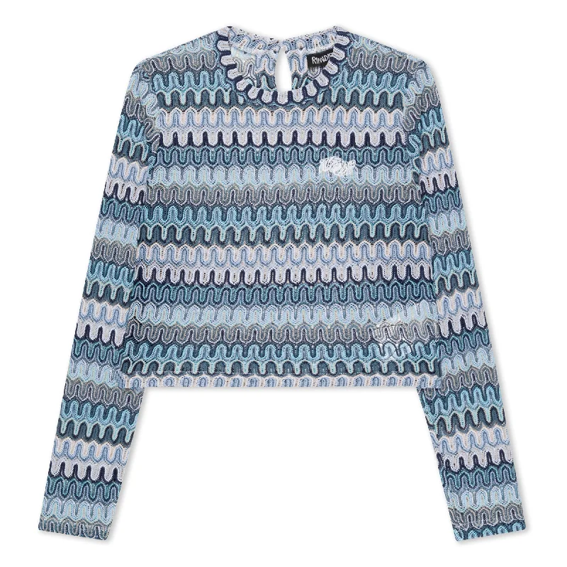 Waves Crochet Crop Long Sleeve (Multi) Confident Women's High - fashion