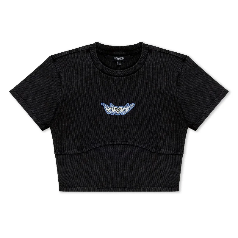DND Cropped Baby Tee (Black Vintage) Edgy Women's Punk