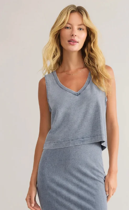ZSUPPLY DENIM SLOANE V-NECK TOP Feminine Women's Style 