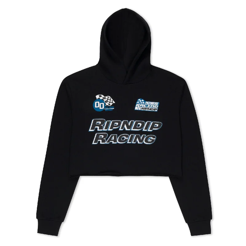 Ripnrace Cropped Hoodie (Black) Classic Women's Pin - striped