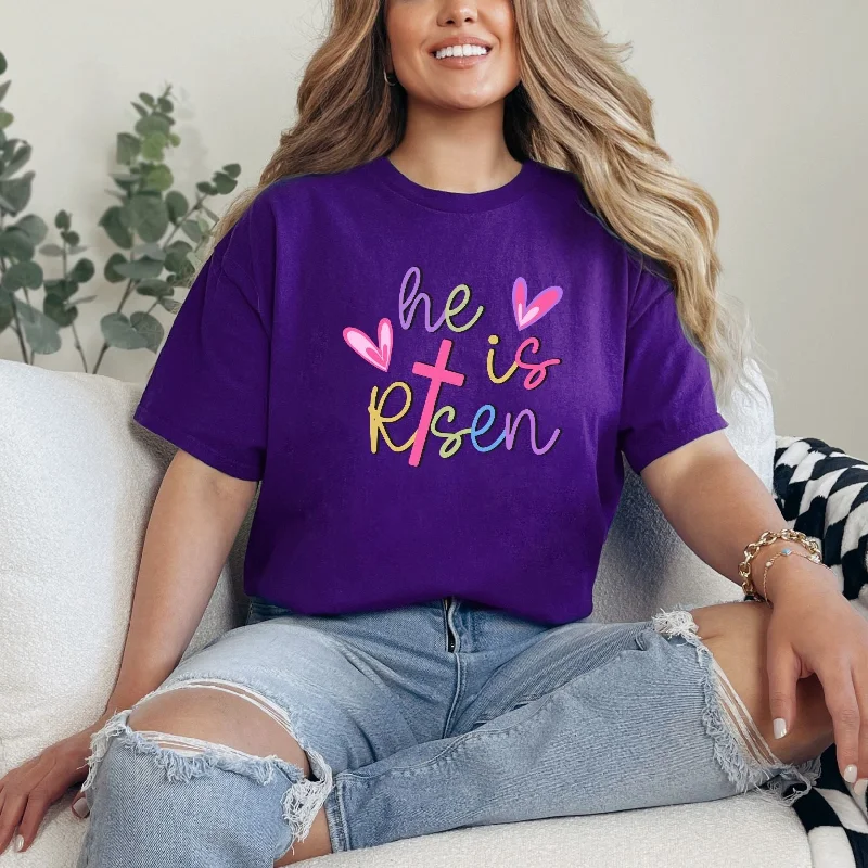 He Is Risen Graphic Tee Sporty Women's Athleisure 