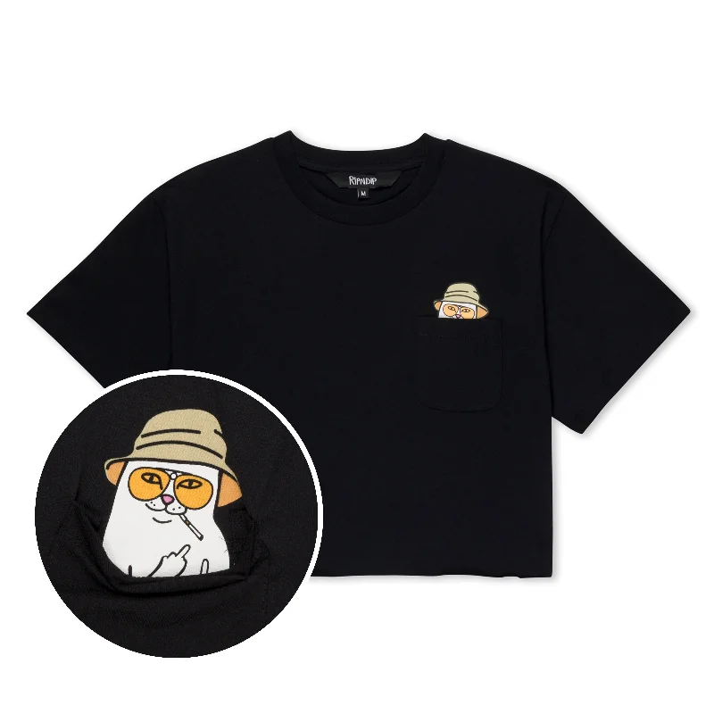 Nermal S Thompson Cropped Baby Pocket Tee (Black) Practical Women's Multi - 