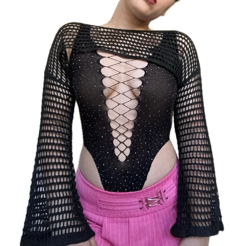 Sleeveless Mesh Sparkly Top Minimalist Women's Casual