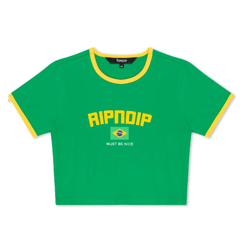 Brazil Cropped Ringer Tee (Green/Yellow) Adventure
