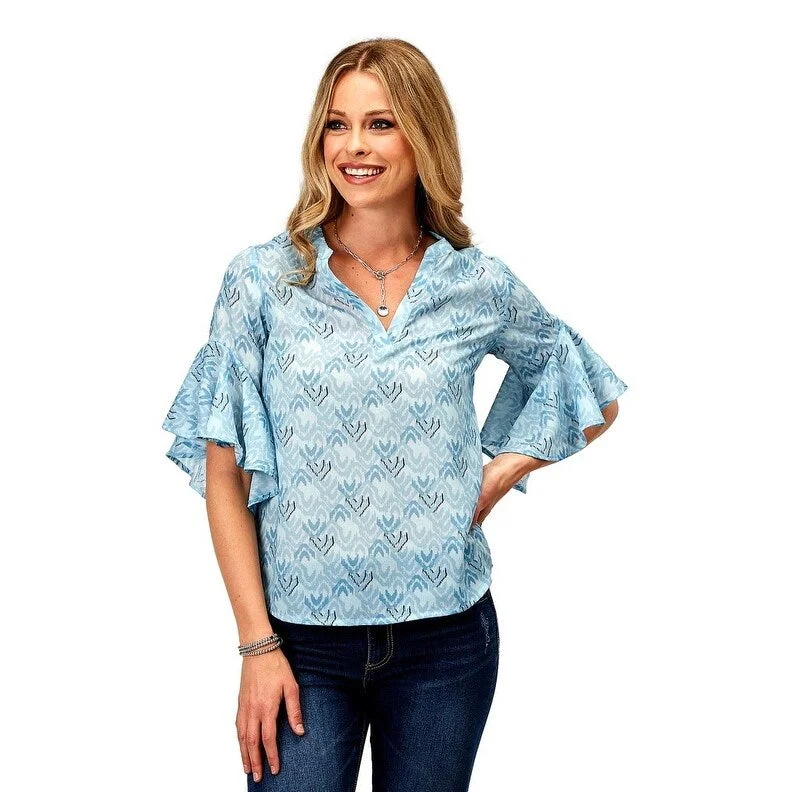 Roper Western Shirt Womens S/S Studio West Blue 03-051-0590-3073 BU Dapper Women's 1920S Roper Western Shirt Womens S/S Studio West Blue 03-051-0590-3073 BU Dapper Women's 1920S