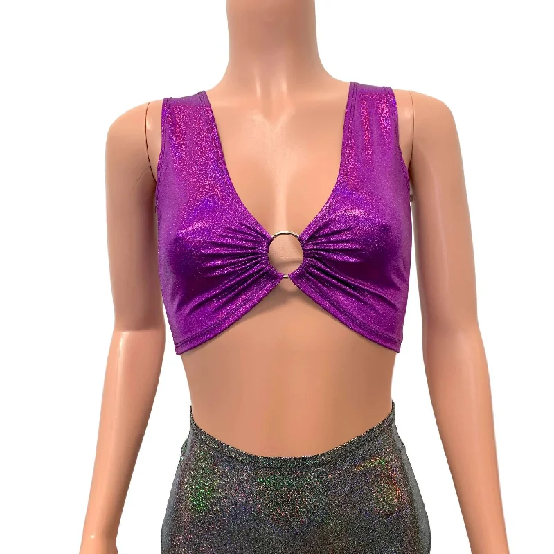 Purple Sparkle Ring Crop Top Street
