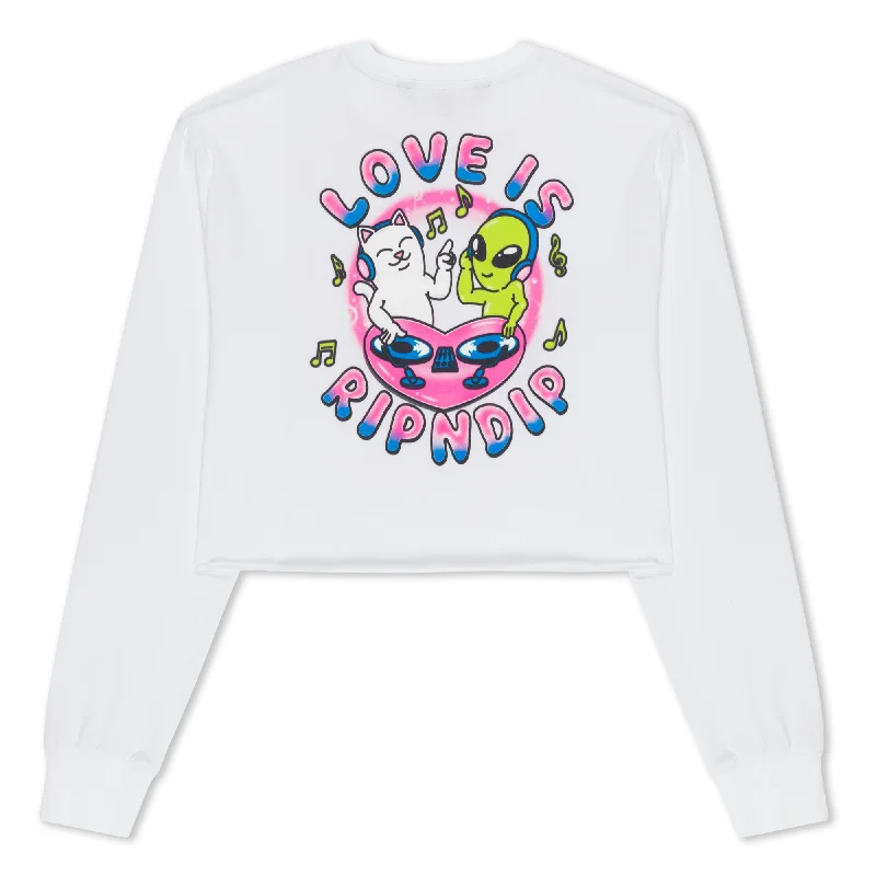Love Is Ripndip Cropped Long Sleeve (White) Preppy Women's College