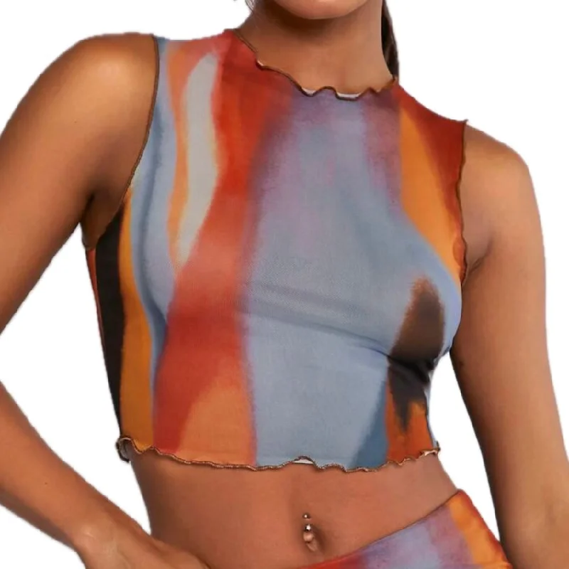 Mesh Earth Tones Top Women