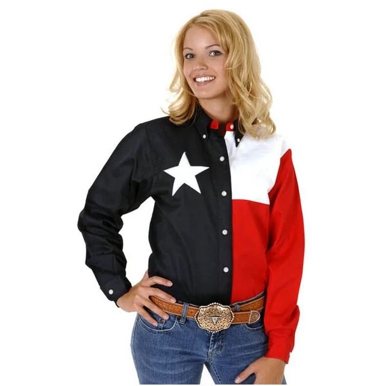 Roper Western Shirt Womens L/S Texas Flag Navy 03-050-0185-0201 NA Minimalist Women's Casual Roper Western Shirt Womens L/S Texas Flag Navy 03-050-0185-0201 NA Minimalist Women's Casual