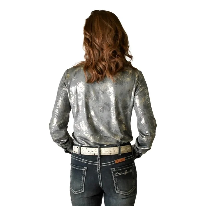 Cowgirl Tuff Western Shirt Womens L/S Button Snakeskin Gray 100671 Trendy Women's 