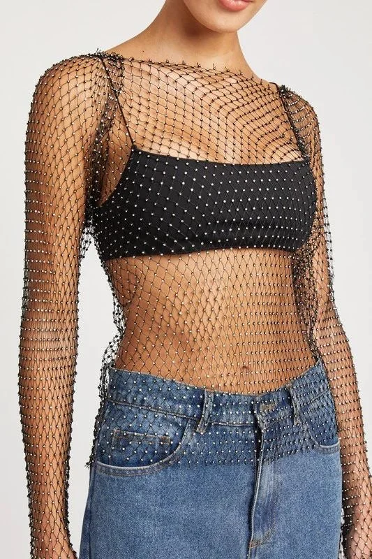 Rhinestones Net Top Cool Women's Skate