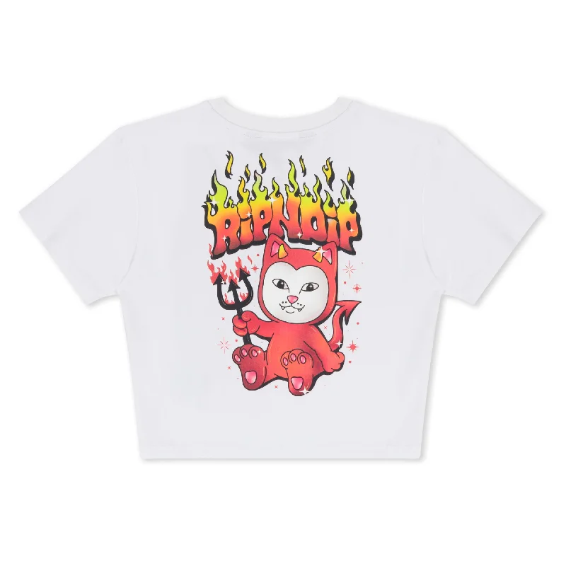 Scary Cute Cropped Baby Tee (White) Street