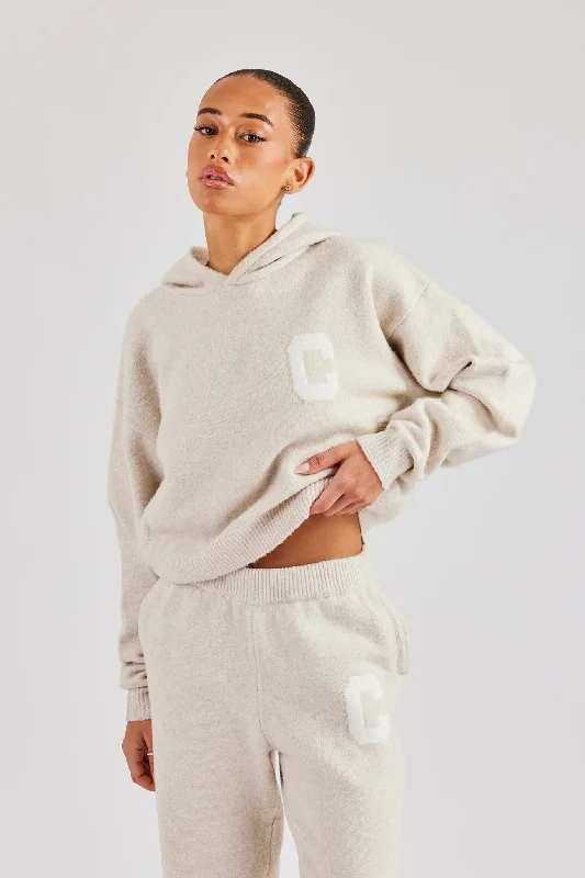 C Knitted Hoodie - Oatmeal Gym