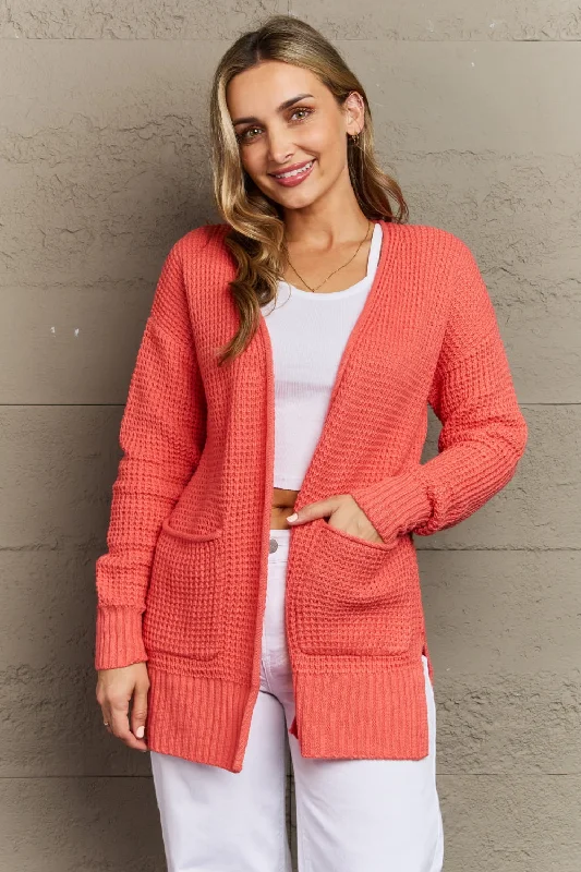 Bright & Cozy Waffle Knit Cardigan Classic Women's Tweed