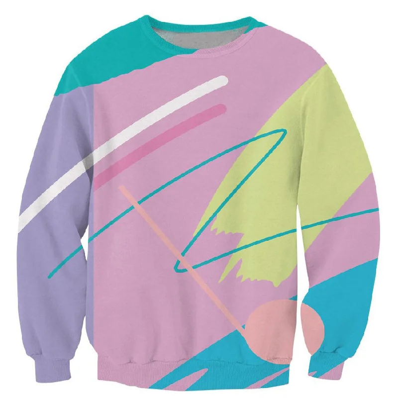 90s Abstract Crewneck Cool Women's Distressed