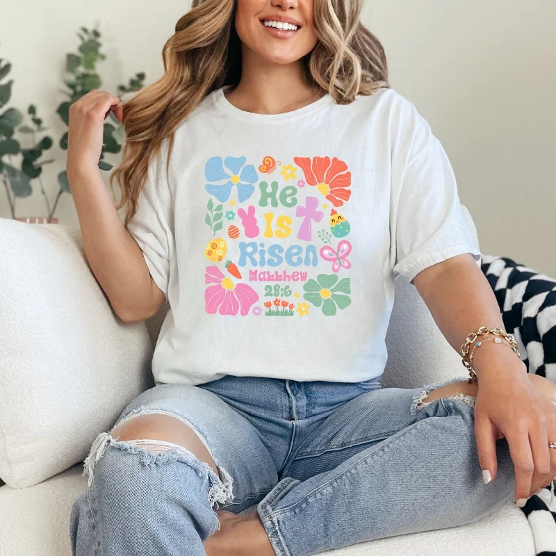 He Is Risen Boho Floral Graphic Tee Country