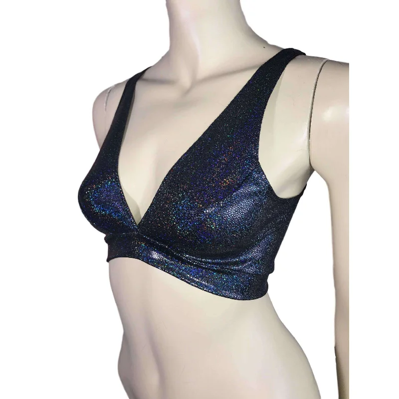 Black Holographic Bralette Earthy Women's 