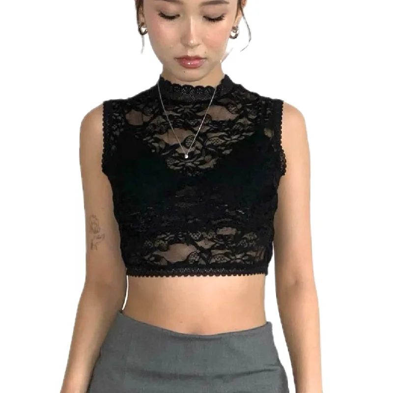 Lace Black Tank Youthful Women's Pop