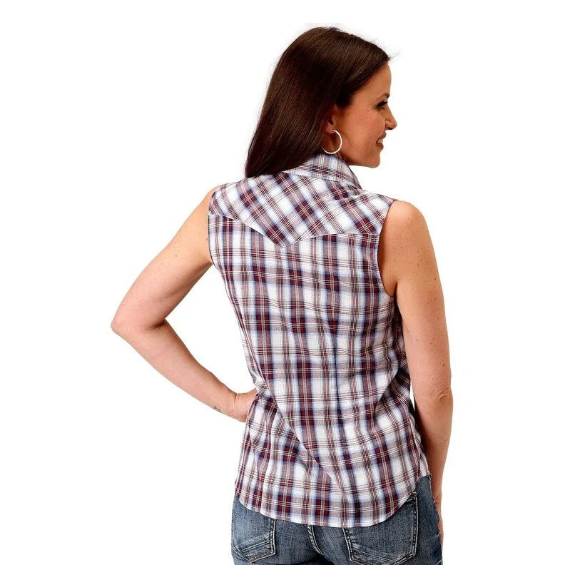 Roper Western Shirt Womens Bias Sleeveless Wine 01-052-0101-2005 WI Adventure