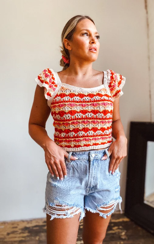 Seeking Sun Crochet Top Monochromatic All - in - one